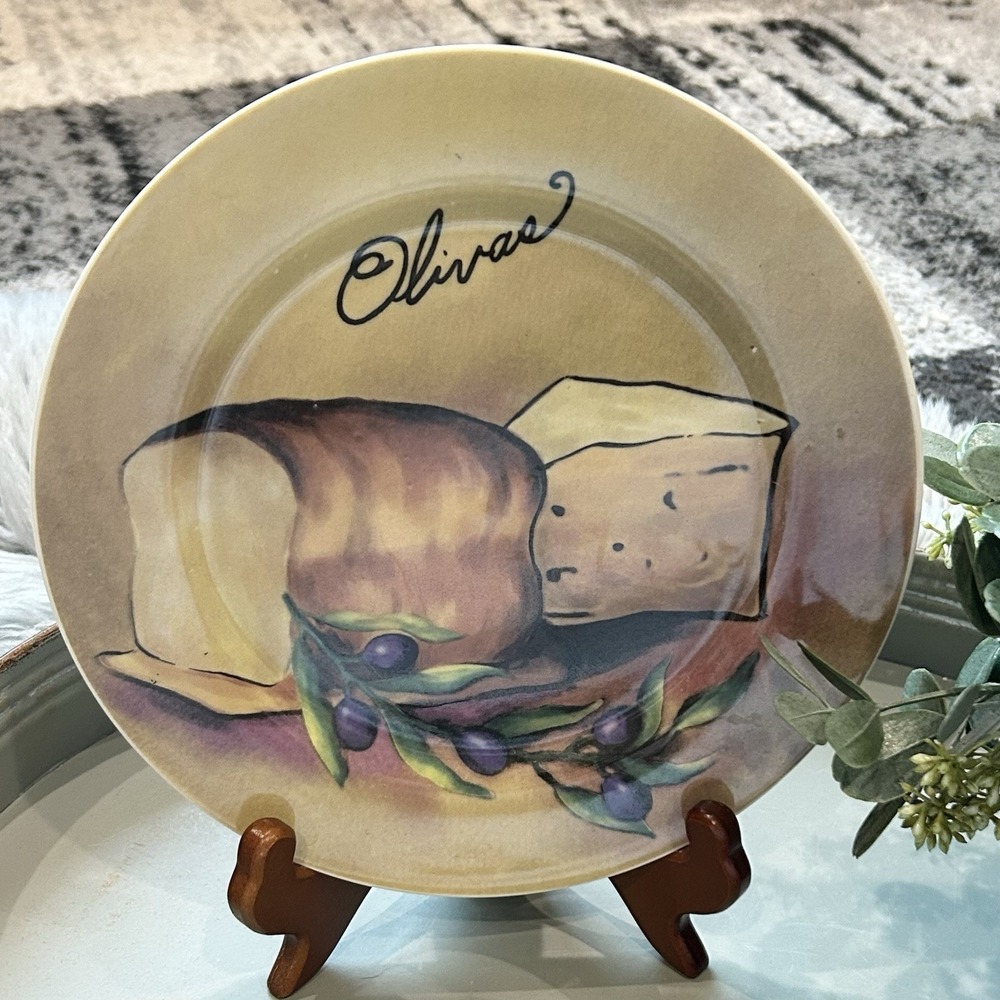 Pacific Island Creations 8" Olivas Ceramic Appetizer Plate Cheese‎ Bread Olives